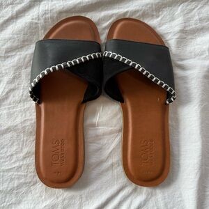 TOMS Black and Brown Slide Sandals
